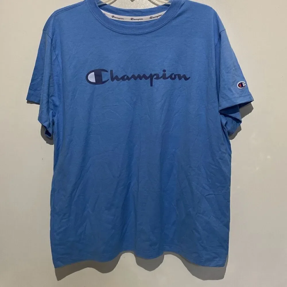 Champion Men's Blue Crew Neck Short Sleeve‎ Authentic Athletic T-Shirt Size XL - Picture 6 of 6